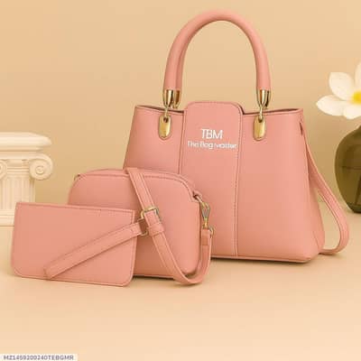 3-Pcs Luxury Handbag Set | Premium Rexine | 7 Colors Available | COD