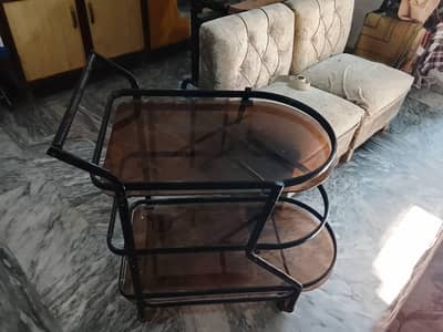 glass and metal Dinning & tea trolley