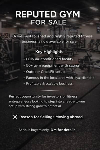 Running Gym Business for sale
