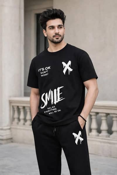 men's printted ghraphic cotton track suit