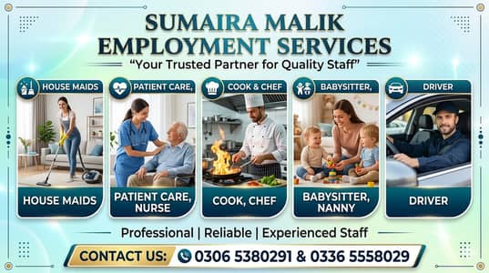 Maids / House Maids / cook / Nanny , chef / Baby Sitter maid available