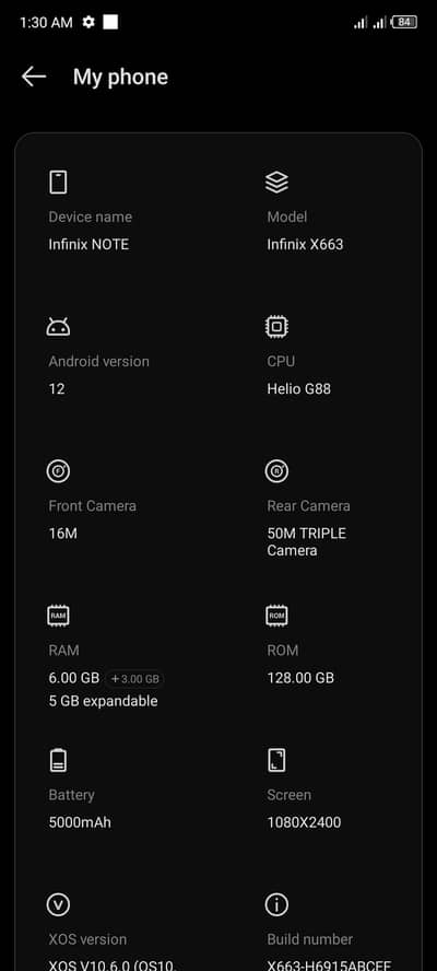 infinix note 11 . . . . . 6+3/128gb  memory
