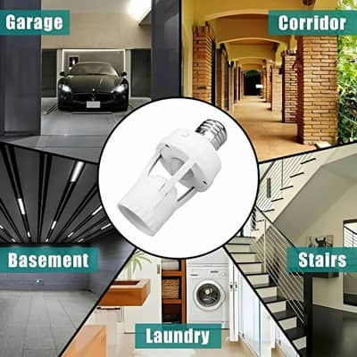 Motion Sensor Bulb Holder White ABS Fireproof 200°C