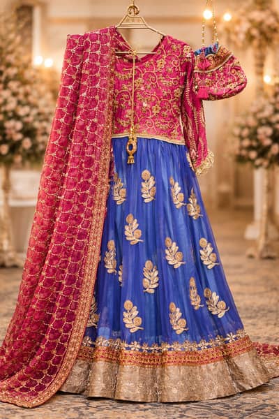 Beautiful Pakistani Bridal Maxi with Dupatta & Potli Bag
