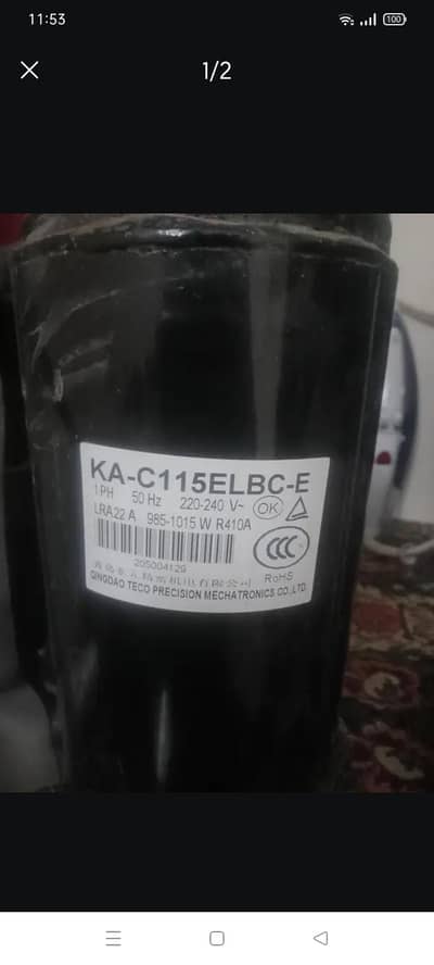 r410a gas wala compressor ha 1 ton AC ma used hot ha price final 12500