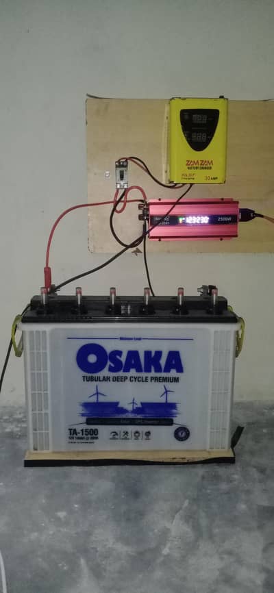 Osaka TA-1500 Battery + 2500W Inverter + Zam Zam 30A Charger