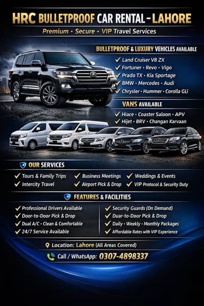 Bullet Proof Car Rental Lahore | Security Vehicles for VIPs