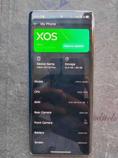 INFINIX HOT 50 PRO 10 BY 9+5  6 MONTH KI WARRANTY HAI 8+8 GB 256 GB