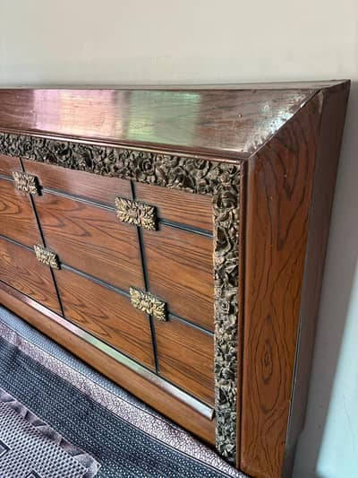 Turkish Original Wooden King Size Bed With Side Table