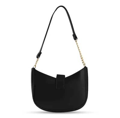 Black Pu leather Chain  strap handbag for girls