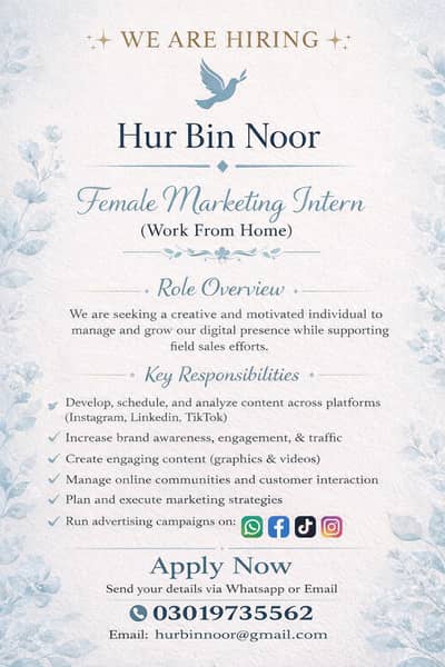 Hur Bin Noor  Hiring Intern Associate For Brand