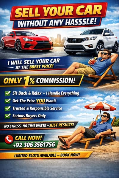 I will sell your car on 1% Comission only