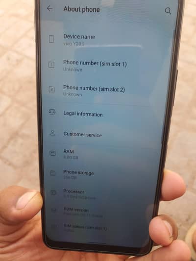 Vivo y20s 8 gb 256 gb.