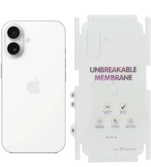 Unbreakable Membrane Sheet for iPhone 7/8 Plus, XR, SE, 11, 12, 13, 14, 15 to 16 Pro Max with Apple Logo Cut - 360° Protection