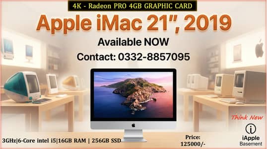 Apple iMac, 21”- 4K 2019, Used 10/10 Condition