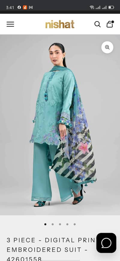 Three piece unstitched  printed dress