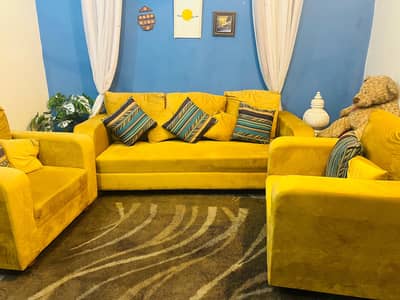 5 seater wooden sofa set with table