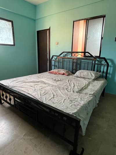 steel bed with mattress