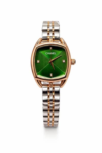 Chanel Style Green Dial Premium Watch – Dual Tone Chain – Brand New