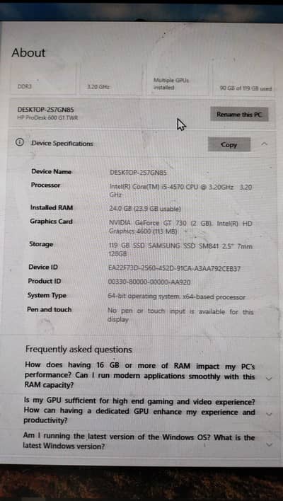 HP ProDesk 600 G1 TWR desktop PC for sale