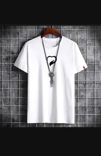 Men White Print Cotton T-shirt