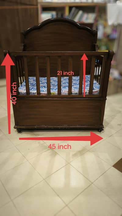 baby cot for sale yellow pine solid wood with huge drawer back side