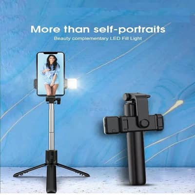 black wireless selfie stick  with remote control