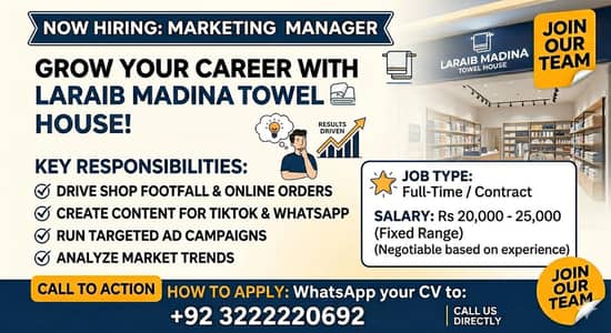 Mid experienced Marketing Manager for Established Retail Business