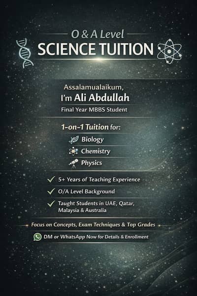 O/A levels Professional Tutor for Online Tuition