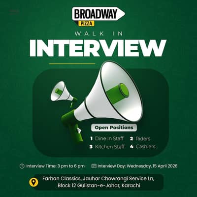 Walk In Interview in Gulistane Johar Branch  karachi (15-April-2026)