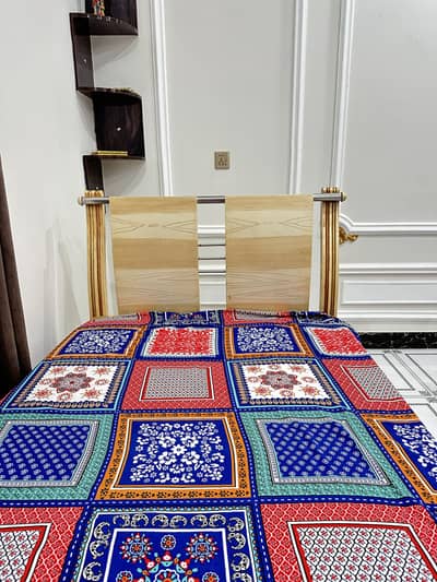 Single Wooden Bed with Mattress for Sale – Excellent Condition