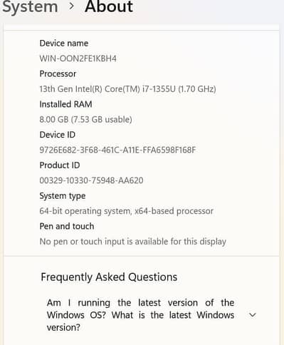 Lenovo I core 7 13 generation 8 GB ram 512 ROM