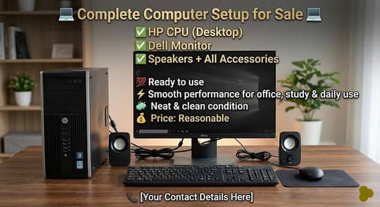 HP CPU+Dell Monitor+ speakers-complete computer setup