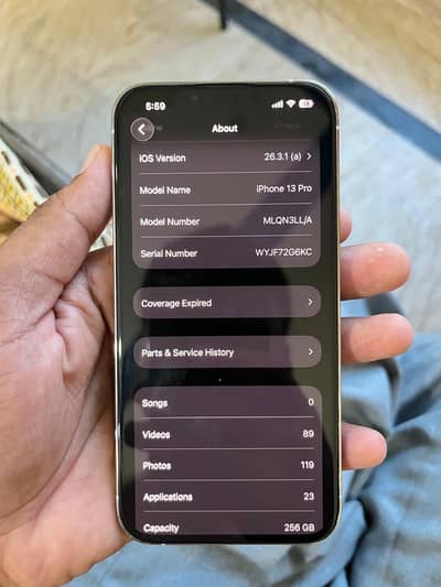 I phone 13 pro white  256 gb Battery Health 92% jv