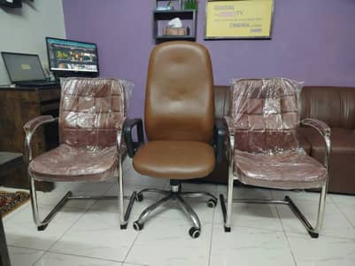 Office Chair Set for Sale (1 Revolving + 2 Visitor Chairs)