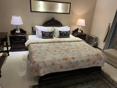 Solid Wood Bed & Side Tables with Firm Mattress & Dresser + Mirror