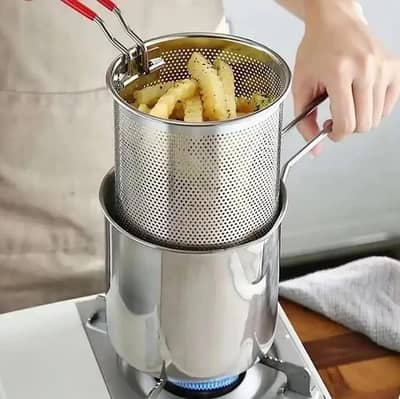 Stainless Steel Deep Fryer Pot with Strainer available for sale.