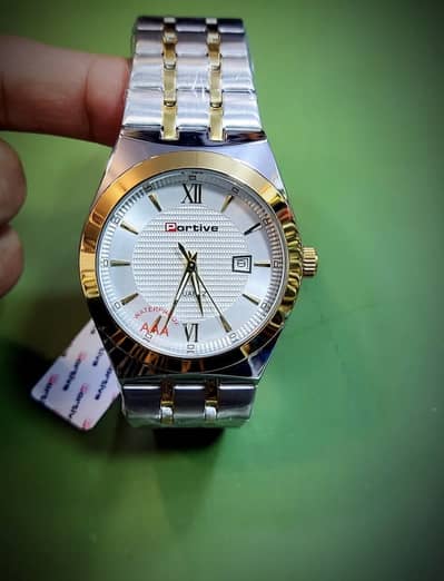 Luxury mens watch silver steel