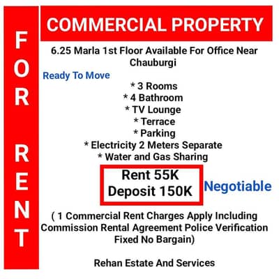 6.25 Marla 1st Floor Available For Office Near Rewaz Garden Lahore