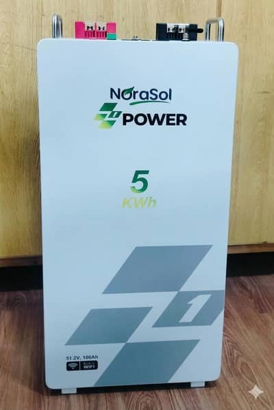 NoraSol 5kWh Lithium Battery (LiFePO4) - 51.2V 100Ah | 3-Year Warranty