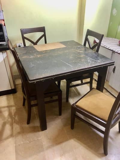 4 seater dining table with marble top