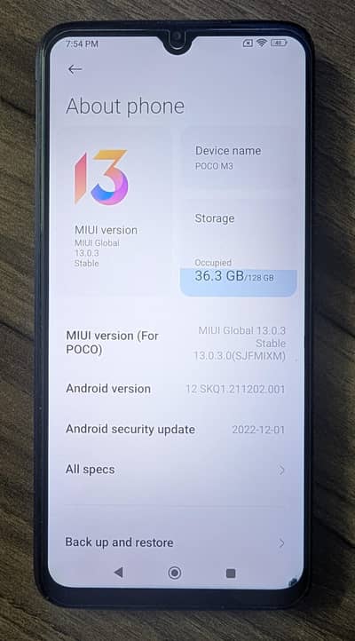 POCO M3 6RAM 128GB ROM PTA Approved