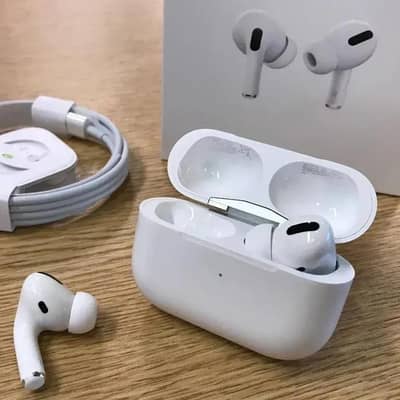 White wireless airpods with noise cancellation