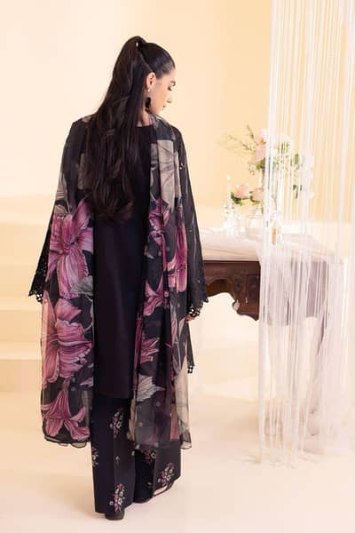 “Iznik Unstitched Lawn Suit With Silk Dupatta – Chikan Kari”