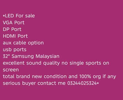 Samsung Malaysian 32inches LED