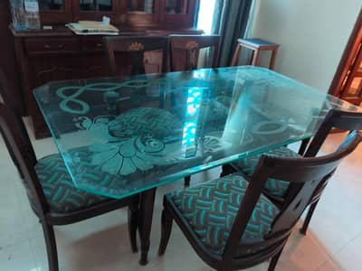 Beautiful Glass Dining Table for Sale with Chairs