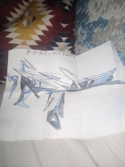 mp40 trap art , drawing on home decoration