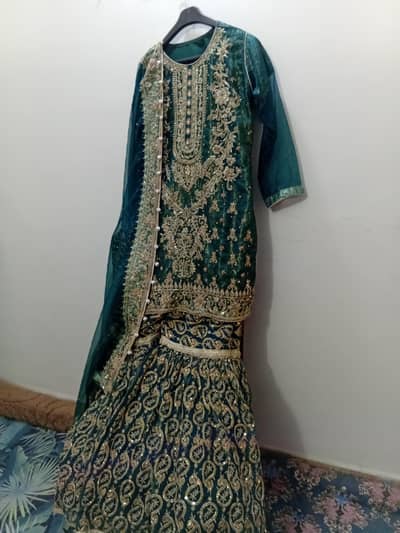 Gharara Set with full heavy work | Seagreen color | Organza