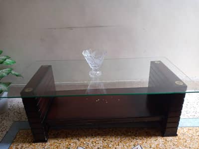 Wooden Centre Table with Glass Top