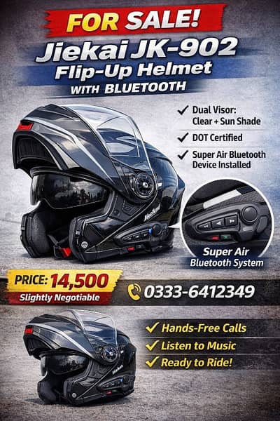 Jiekai JK-902 Flip-Up Helmet with Bluetooth (Super Air)